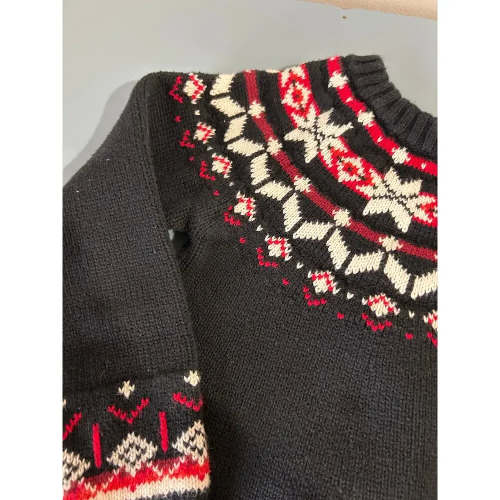 Hanna Andersson black fair isles knit sweater dress size 3T